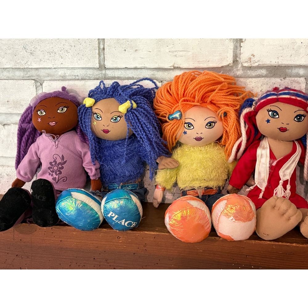 Lot Of 4 The Children's Place PLACE PALS Y2K Soft Cloth Toy Dolls Fair Condition
